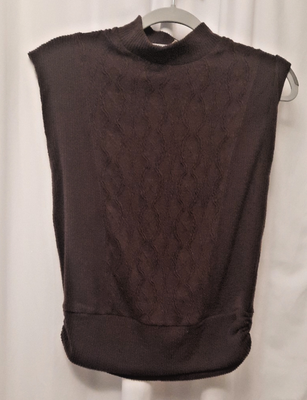 Democracy Small Nwt Brown Sleeveless Sweater Cinched Lower Sides msrp $54